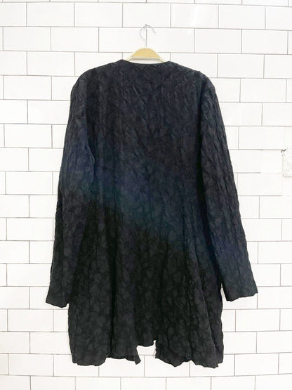 eileen fisher 100% textured wool ruffle edge open cardigan jacket - good market thrift store