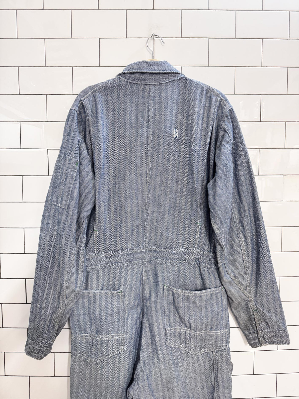 vintage 70s key imperial herringbone denim coveralls boilersuit | falcon zipper