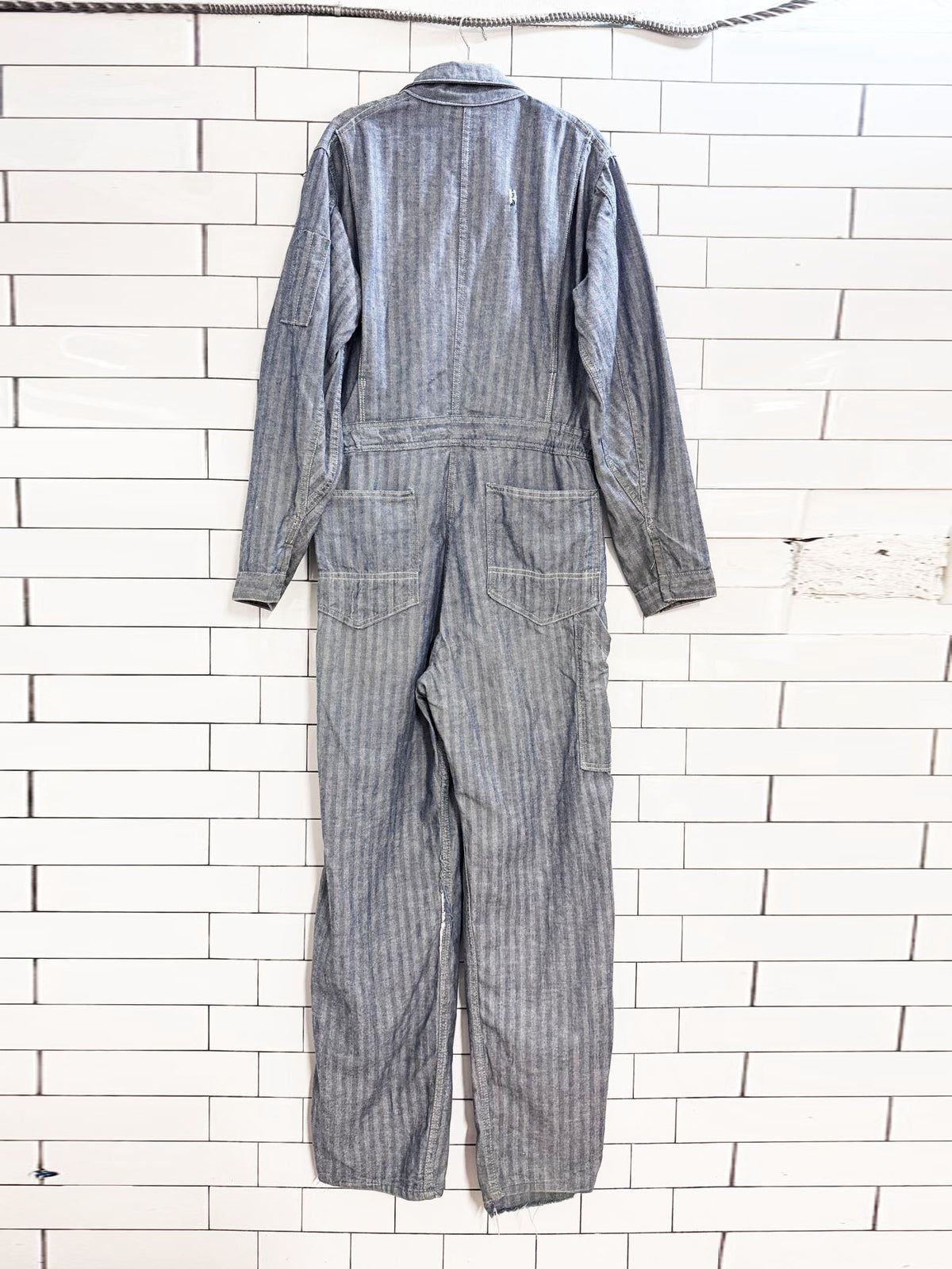 vintage 70s key imperial herringbone denim coveralls boilersuit | falcon zipper