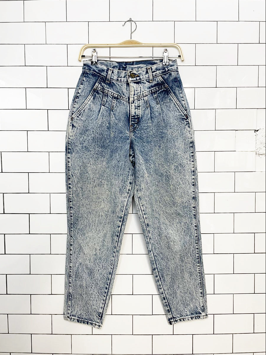 vintage 90s chic basque waist high rise acid wash jeans | made in USA