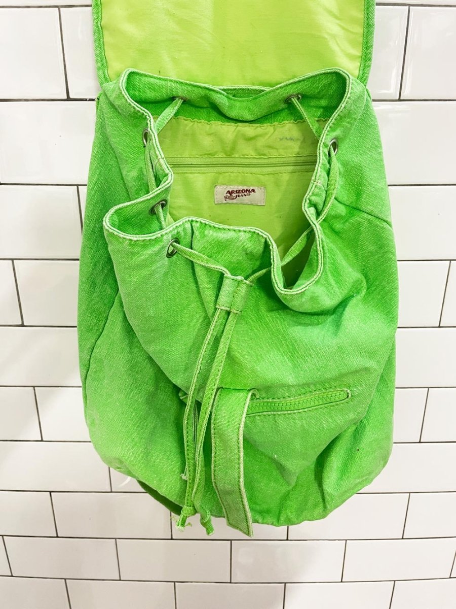 arizona jeans neon green backpack - good market thrift store
