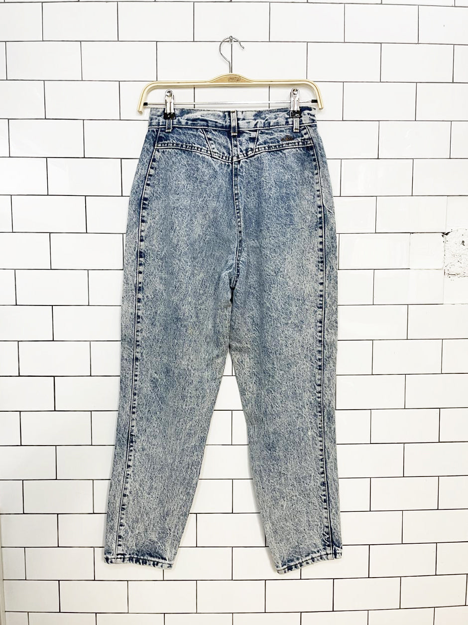 vintage 90s chic basque waist high rise acid wash jeans | made in USA