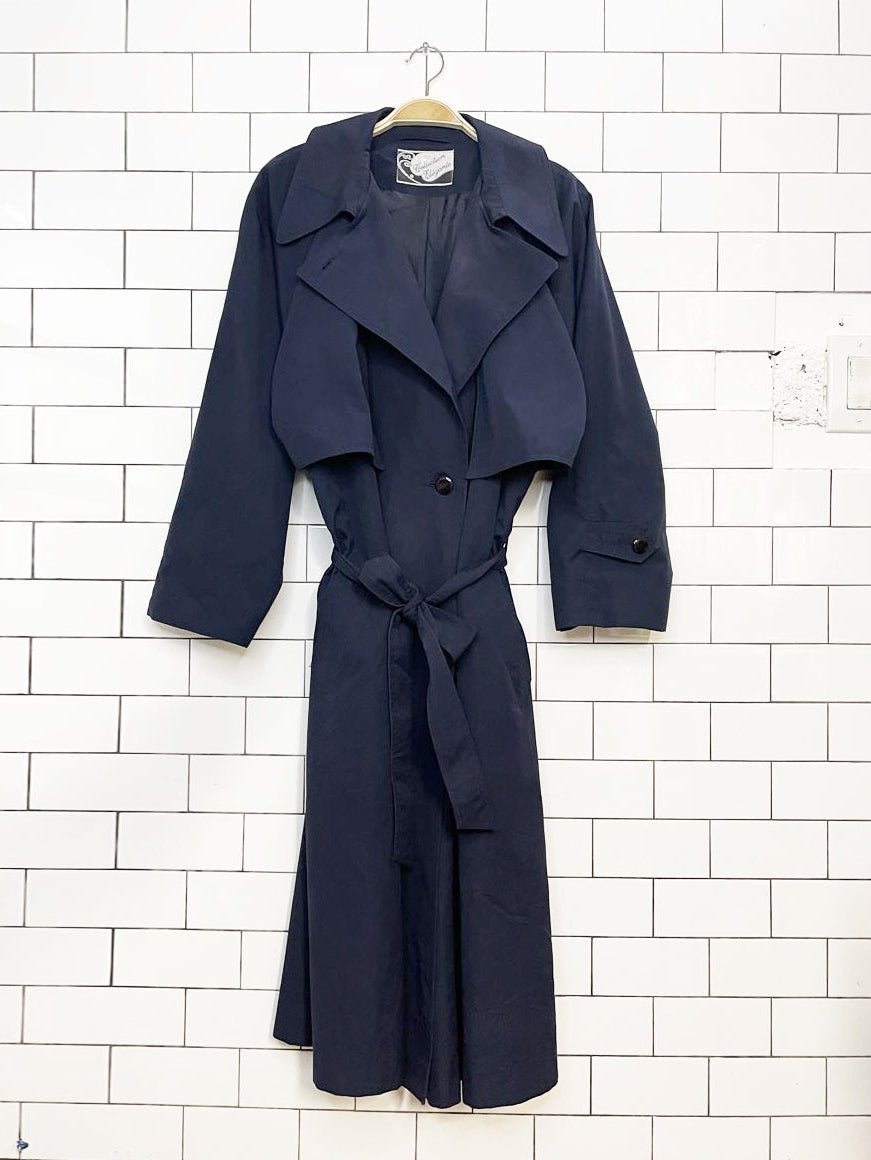 vintage collection elegante pleated cape-back double breasted trench coat