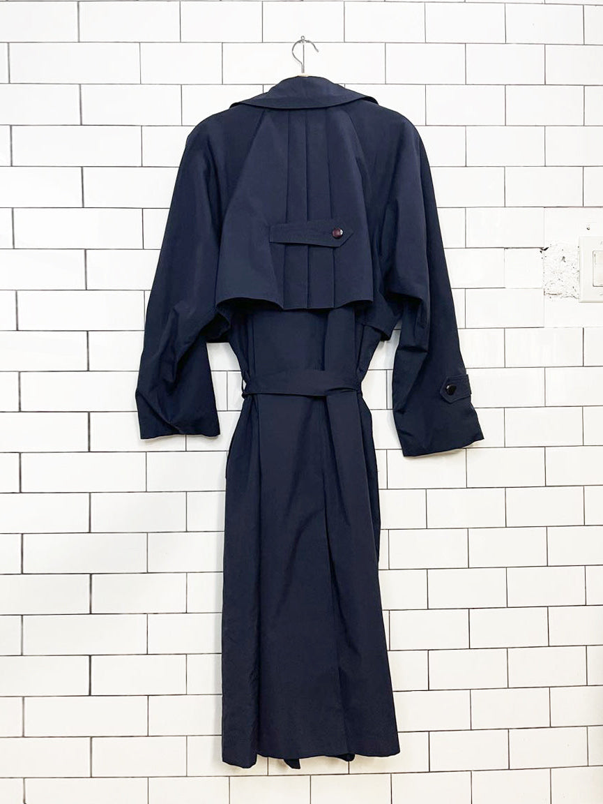 vintage collection elegante pleated cape-back double breasted trench coat