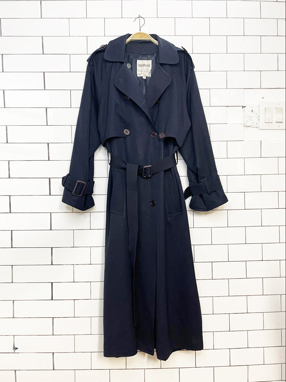 vintage variations 100% wool classic belted cape-back trench coat