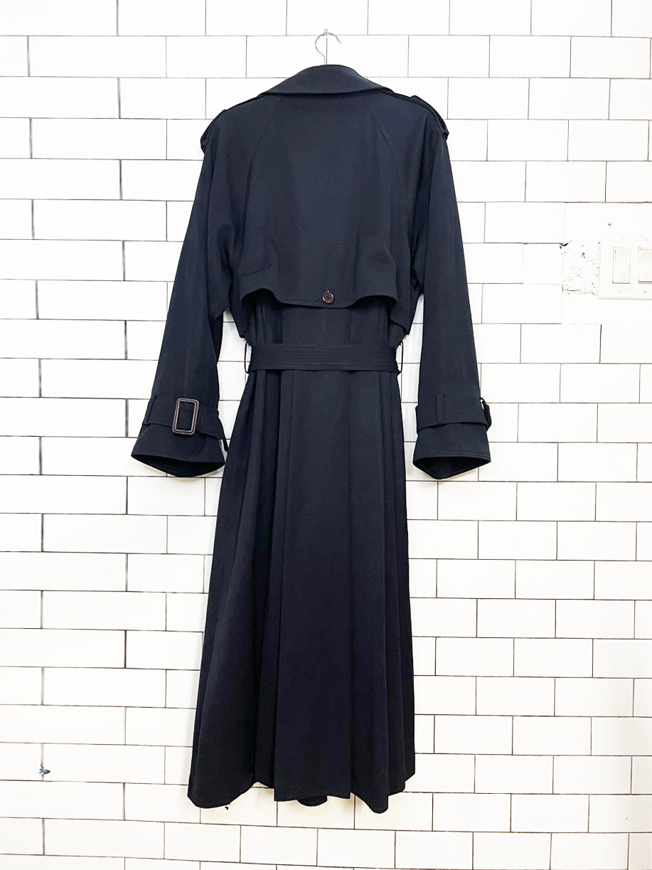vintage variations 100% wool classic belted cape-back trench coat