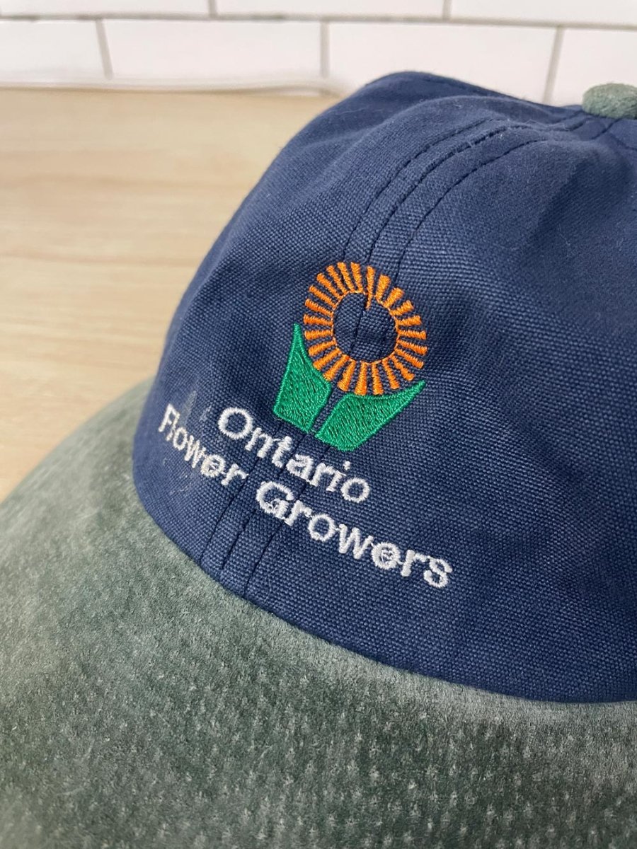 vintage 90s ontario flower growers suede brim hat - good market thrift store