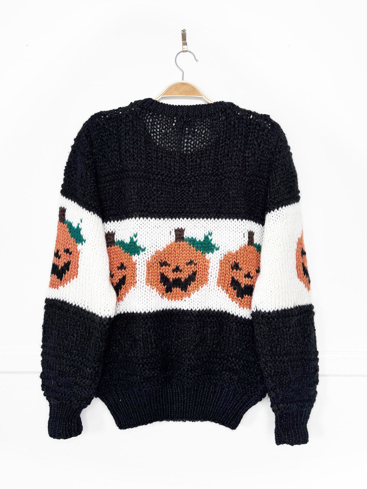 vintage windcrest hand-knit pumpkins chunky knit sweater | halloween