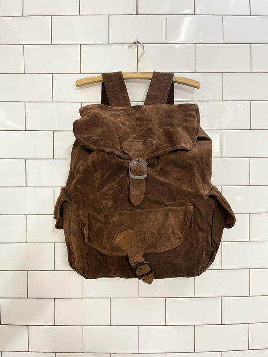 vintage 70s soft suede backpack - good market thrift store