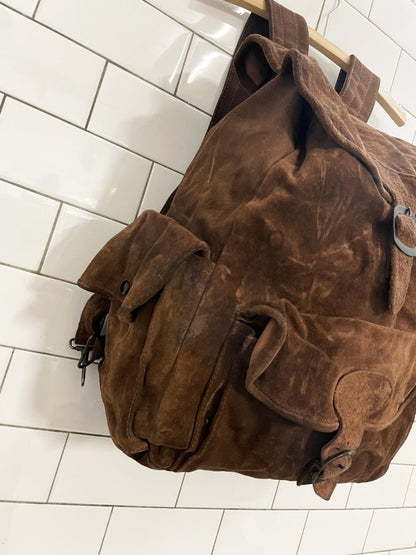 vintage 70s soft suede backpack - good market thrift store