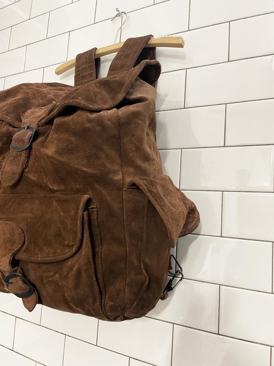 vintage 70s soft suede backpack - good market thrift store