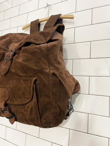 vintage 70s soft suede backpack - good market thrift store
