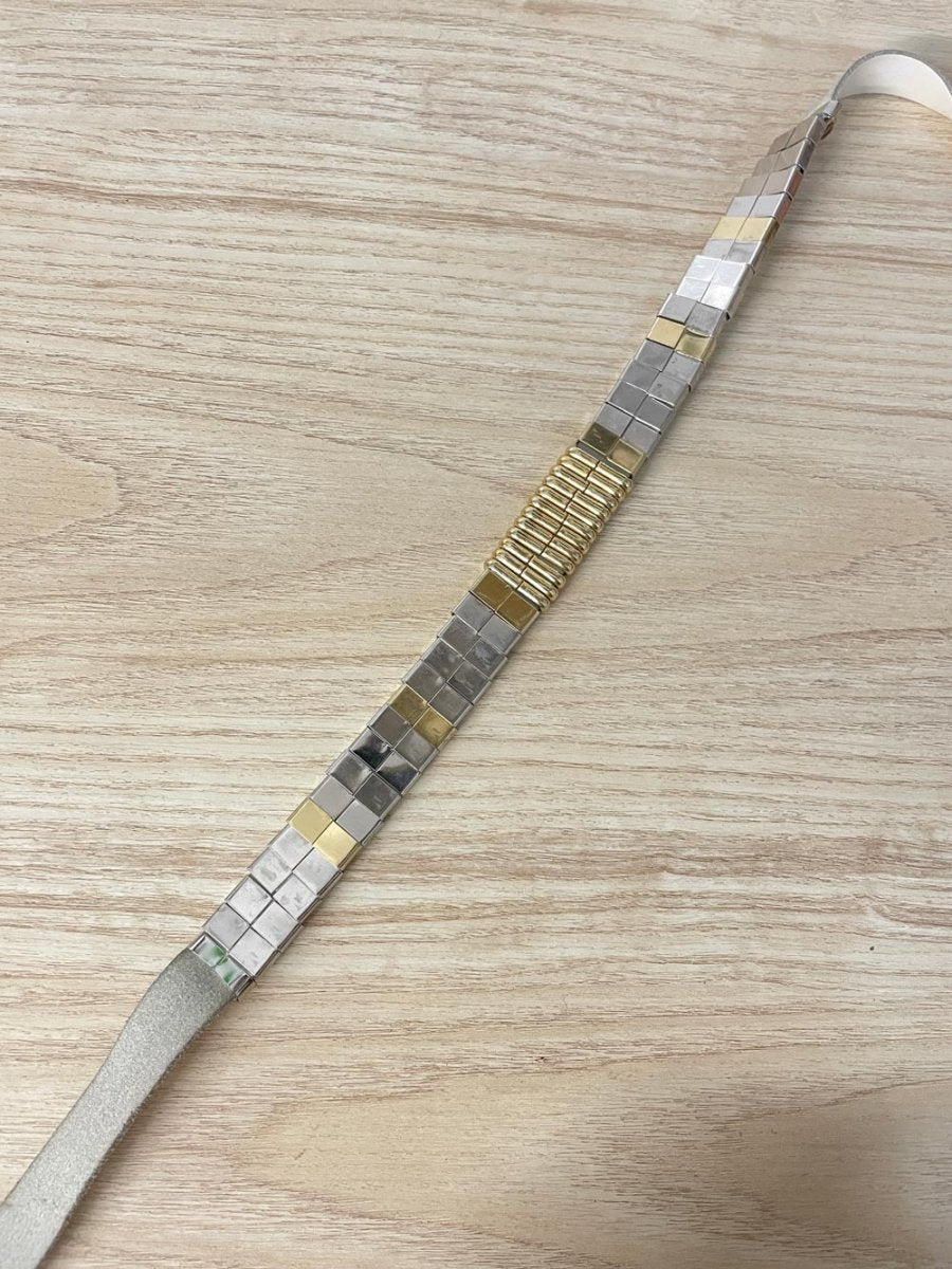 vintage metal chevron leather belt - good market thrift store