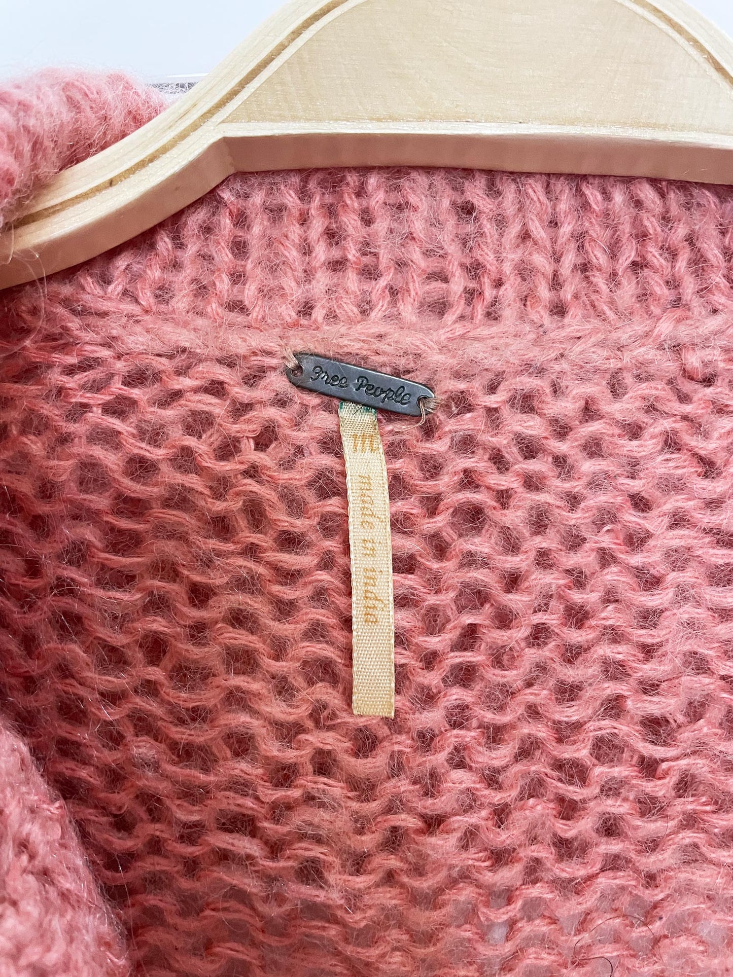 free people mohair-blend cable knit flower button cardigan