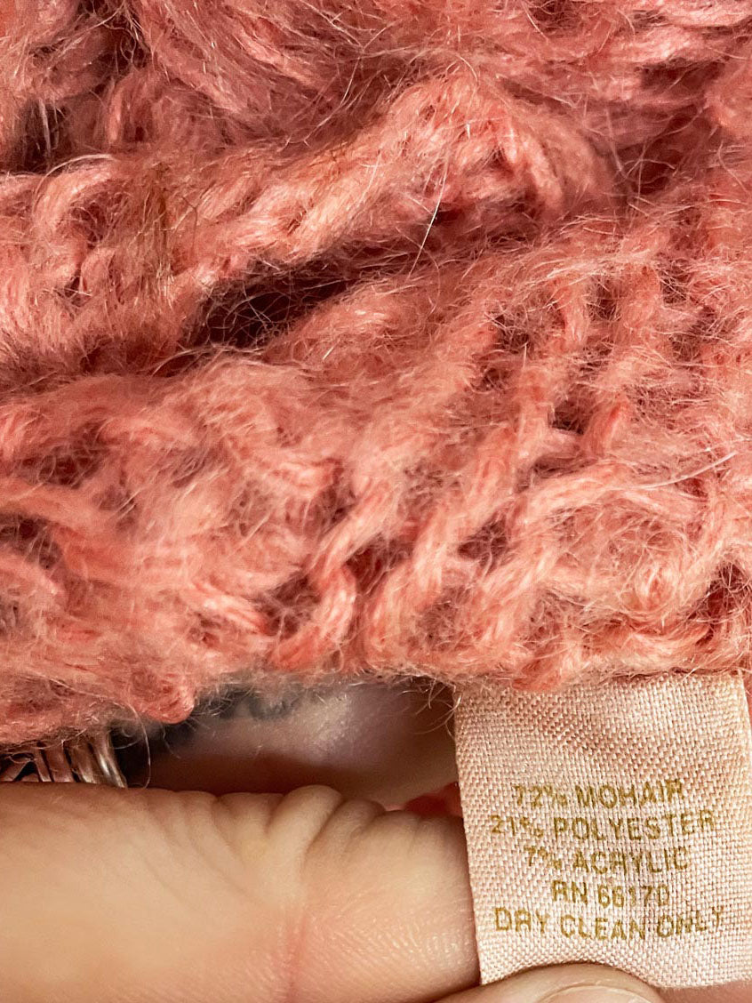 free people mohair-blend cable knit flower button cardigan
