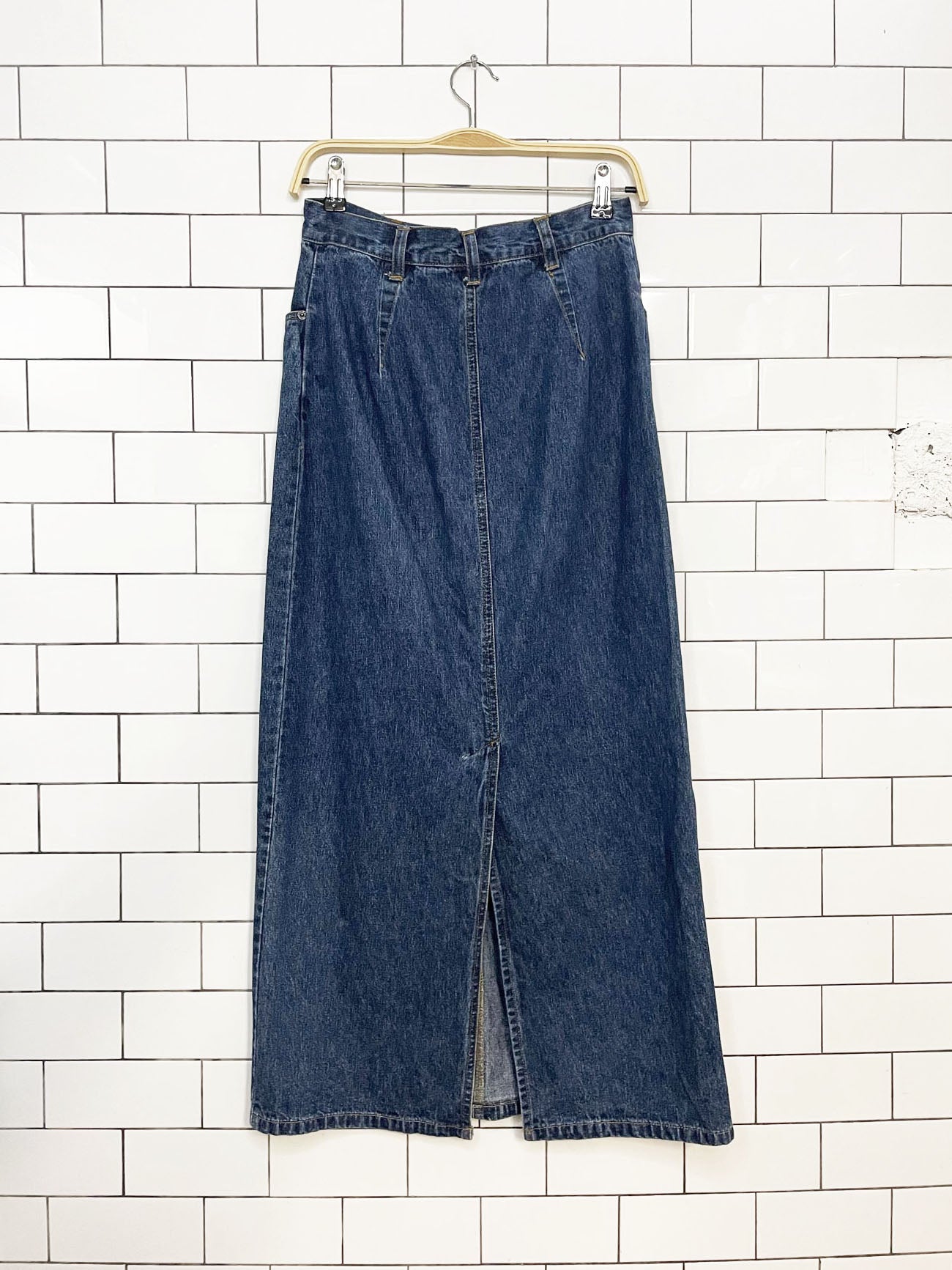 vintage 90s bill blass jeans denim midi maxi skirt