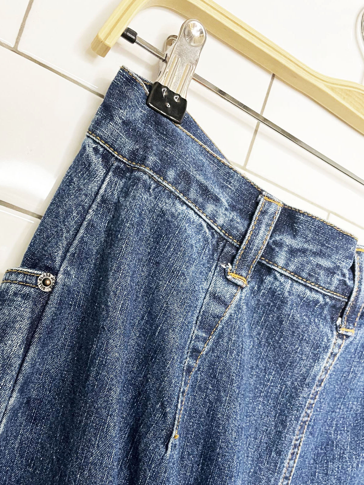 vintage 90s bill blass jeans denim midi maxi skirt