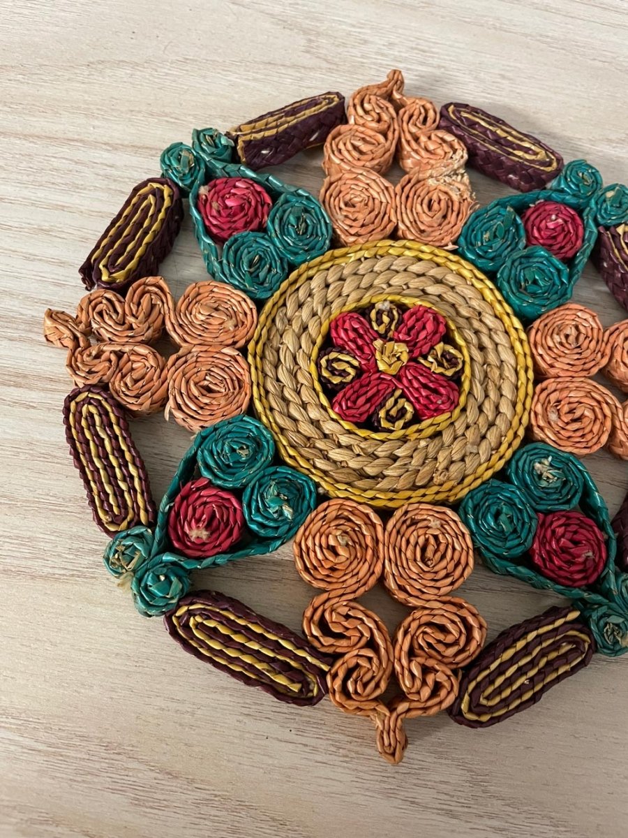 vintage wicker rattan trivet - good market thrift store