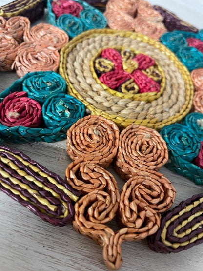 vintage wicker rattan trivet - good market thrift store