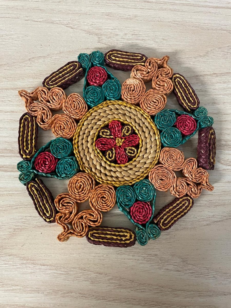 vintage wicker rattan trivet - good market thrift store