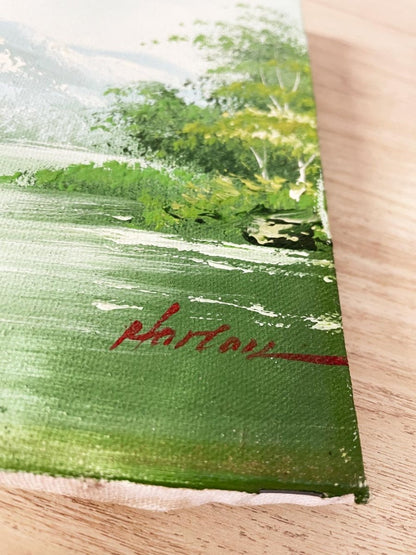 x2 vintage hardtail handmade nature scene paintings - good market thrift store