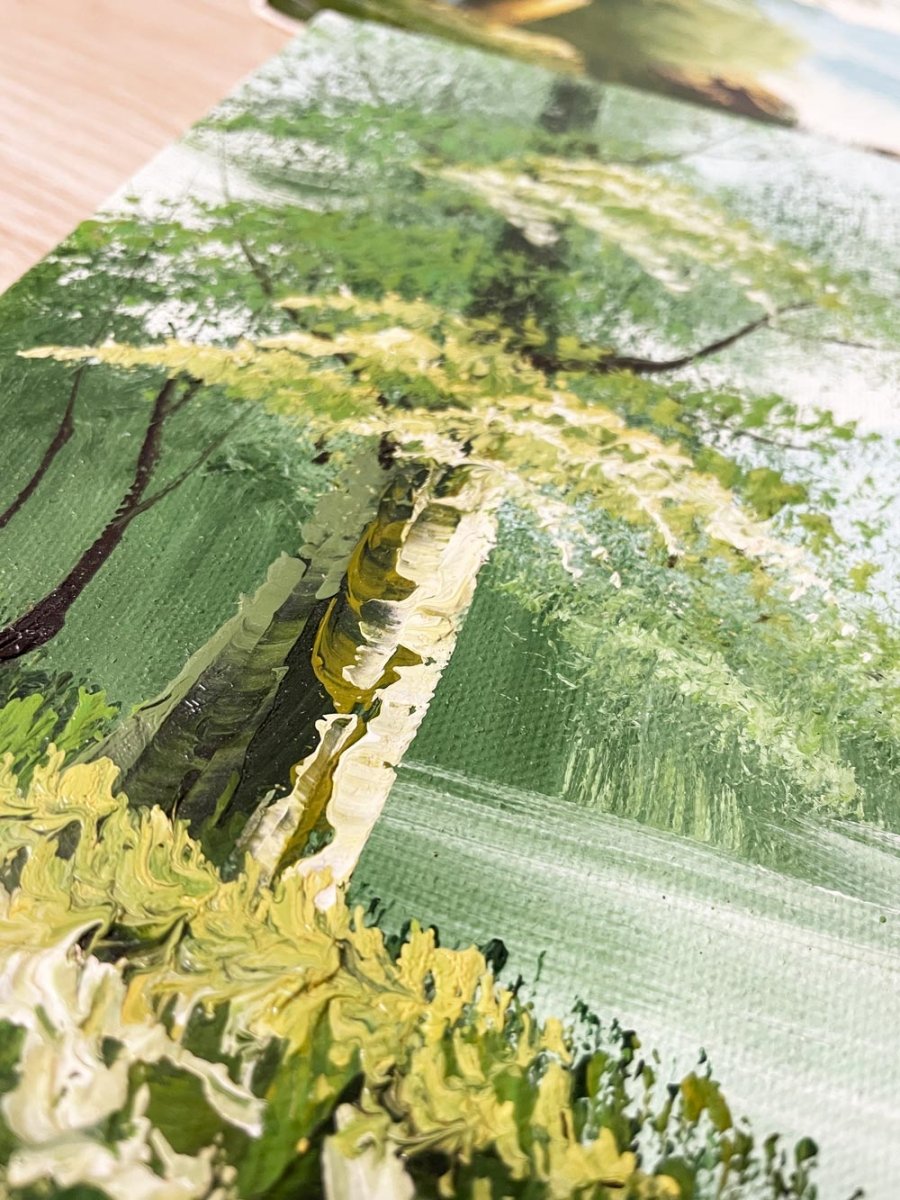 x2 vintage hardtail handmade nature scene paintings - good market thrift store