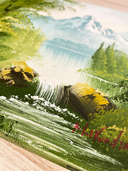 x2 vintage hardtail handmade nature scene paintings - good market thrift store