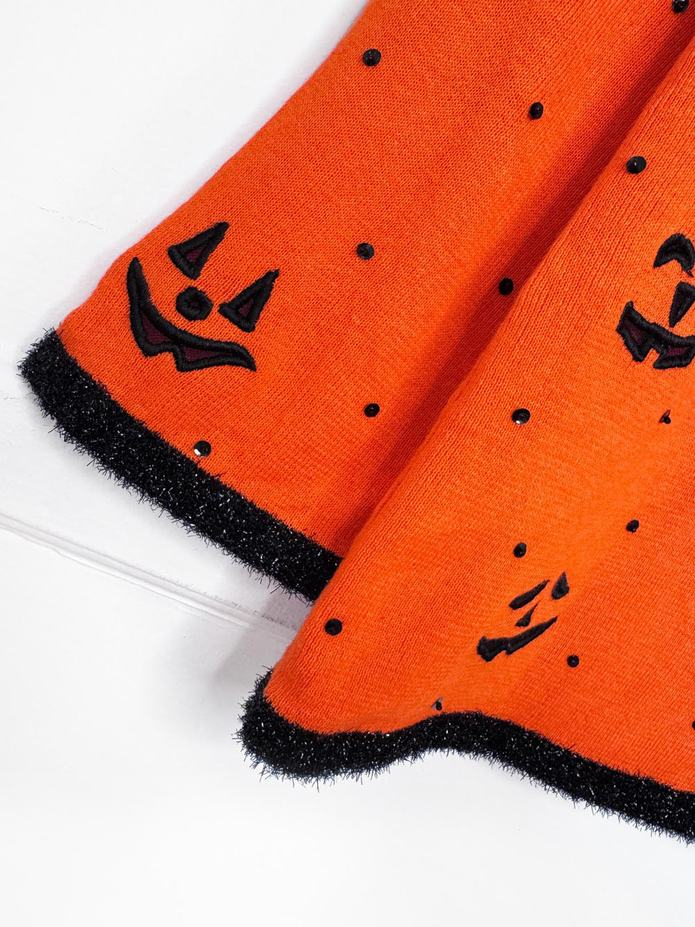 vintage 00s marisa christina ramie-blend pumpkin knit cardigan | fuzzy trim