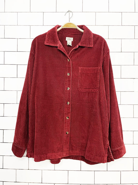 vintage 00s ll bean chunky cord full button shirt jacket