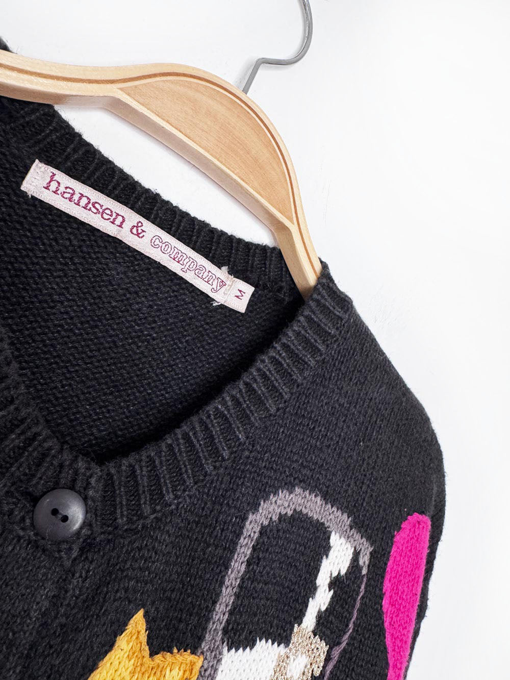 vintage lauren hansen & co ramie-blend monster bash knit cardigan | halloween