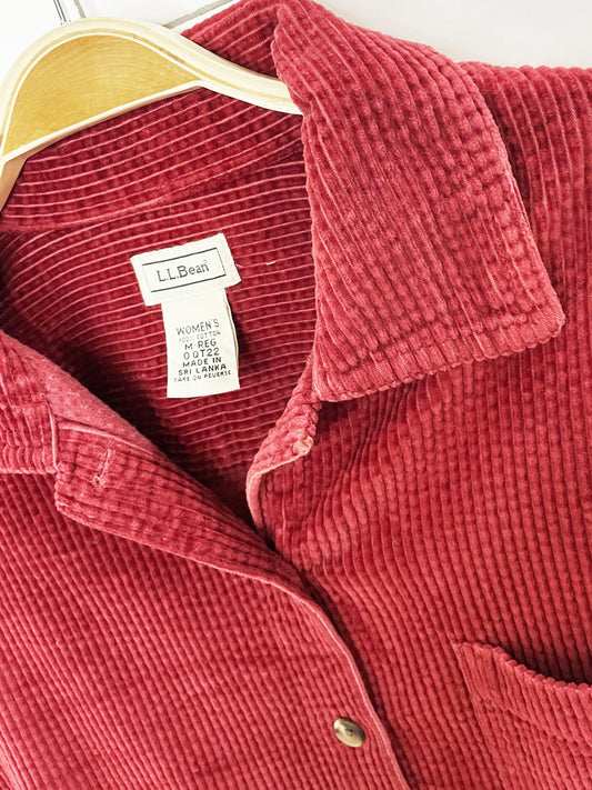 vintage 00s ll bean chunky cord full button shirt jacket
