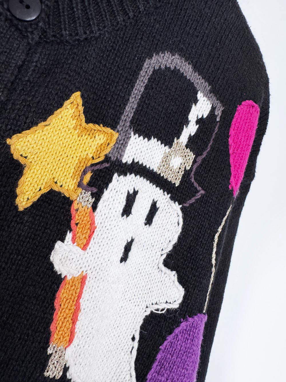 vintage lauren hansen & co ramie-blend monster bash knit cardigan | halloween