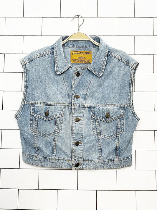 vintage comfort outfitters boxy crop denim vest top
