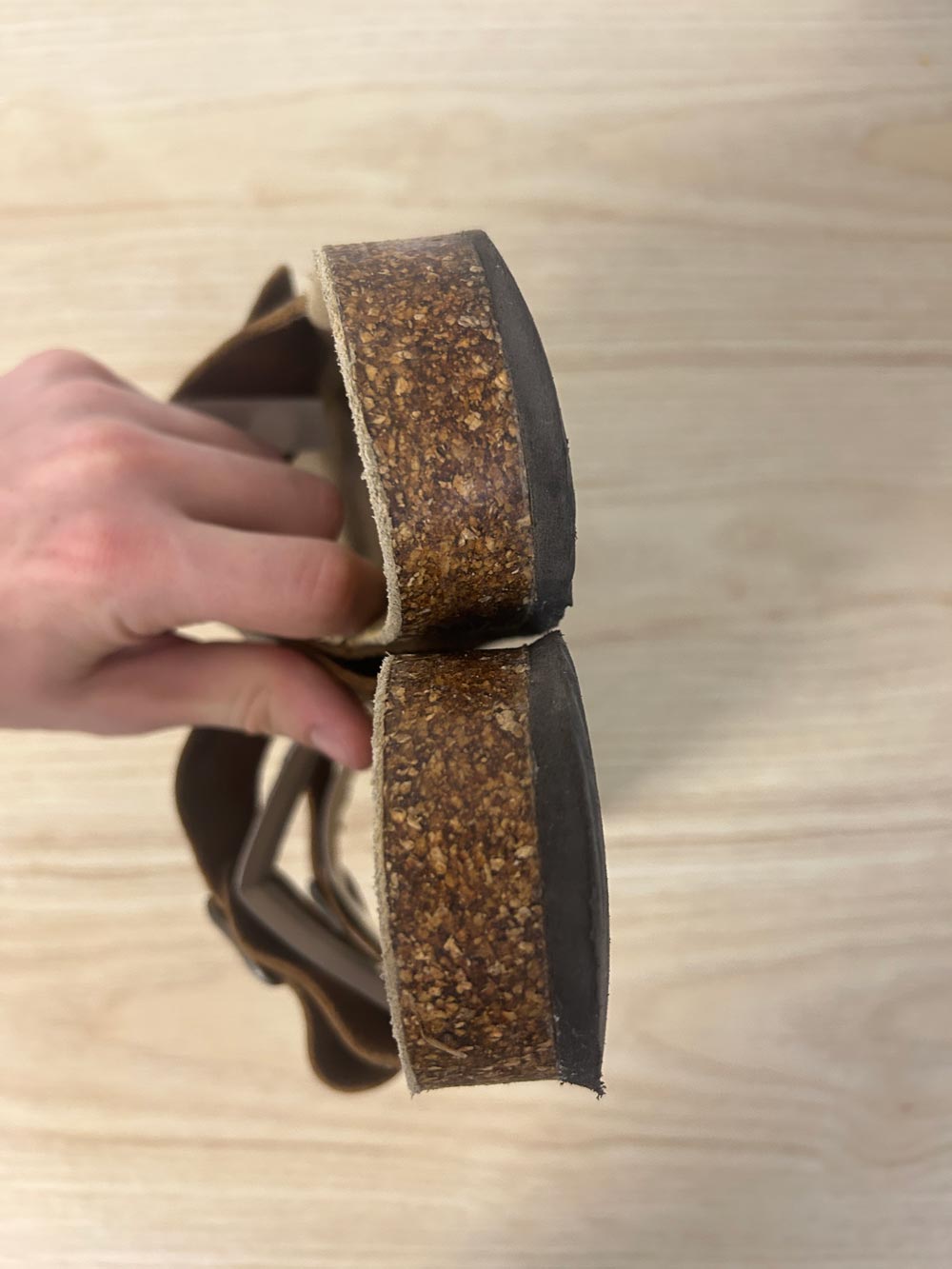 roots leather arizona two - strap sandals - good market thrift store