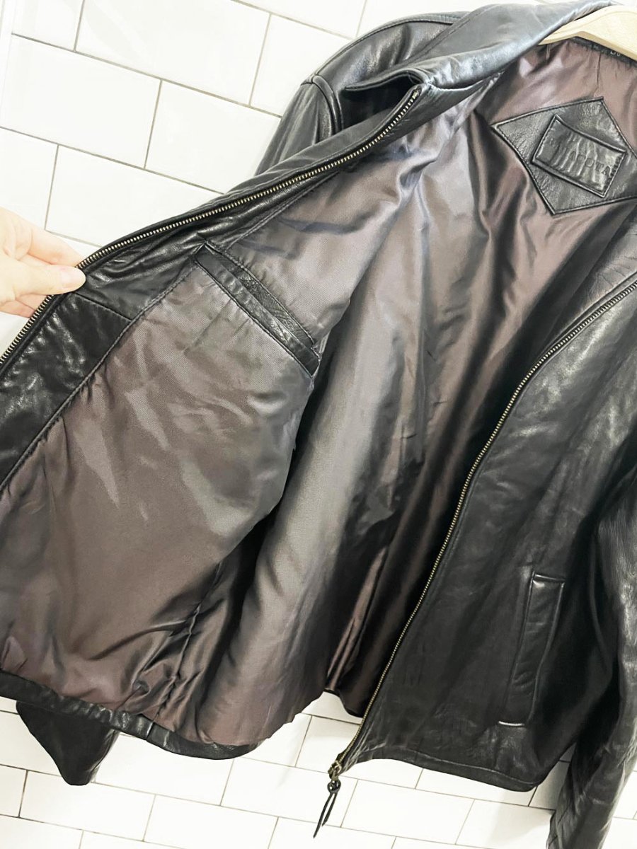 vintage 00s baracuta butter leather minimal zip jacket - good market thrift store