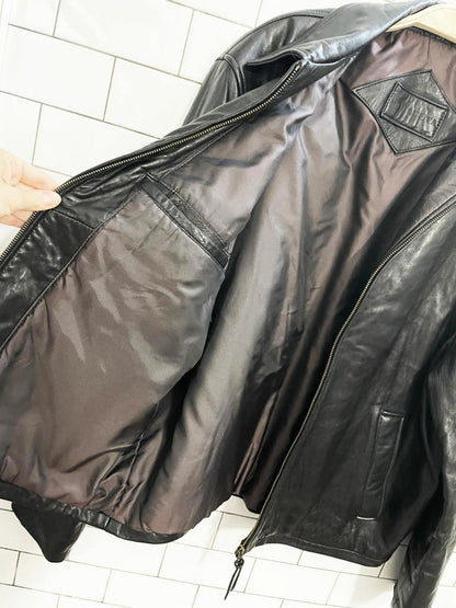 vintage 00s baracuta butter leather minimal zip jacket - good market thrift store