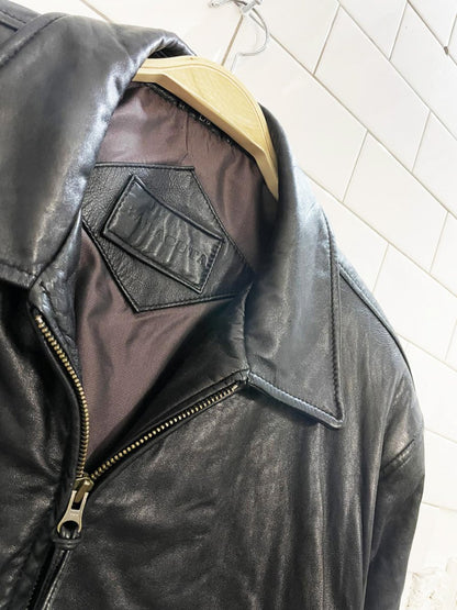 vintage 00s baracuta butter leather minimal zip jacket - good market thrift store
