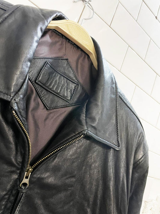 vintage 00s baracuta butter leather minimal zip jacket - good market thrift store