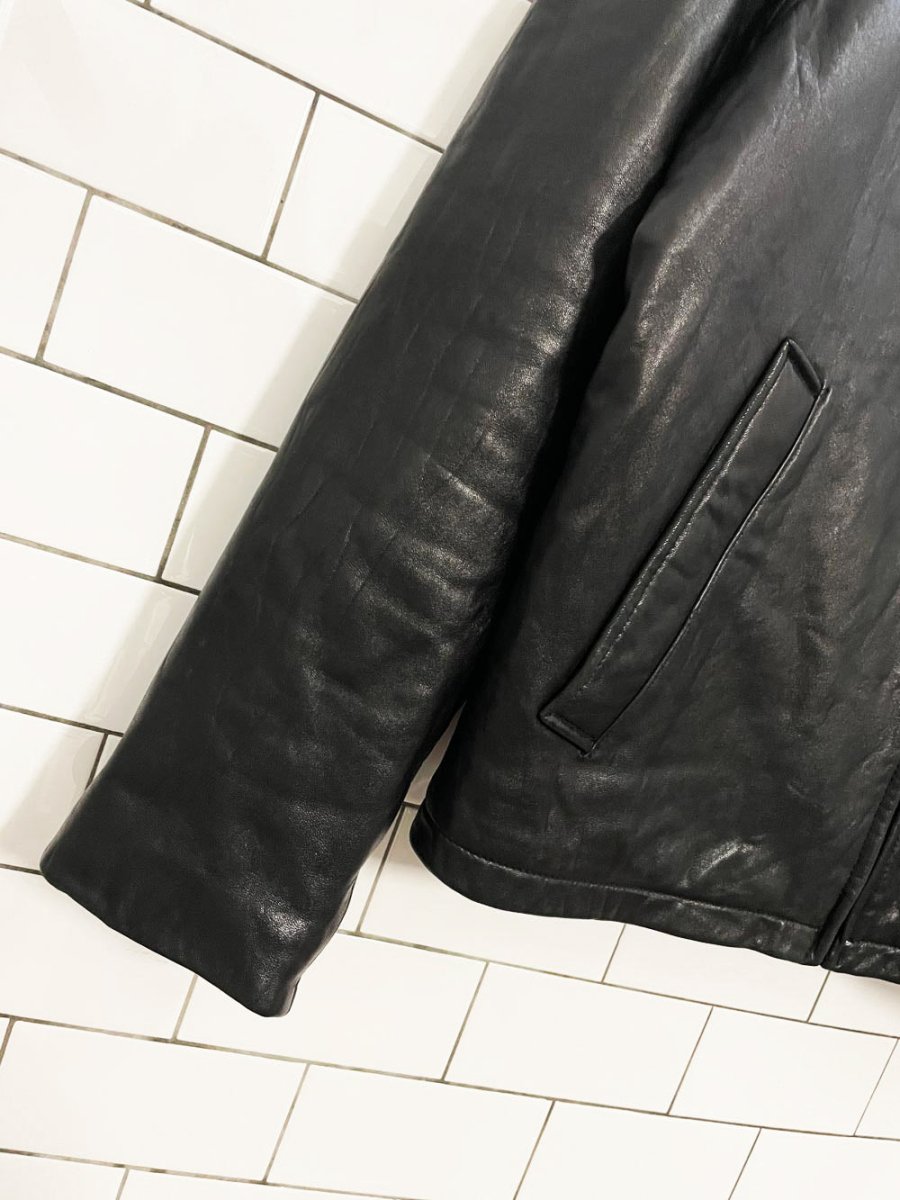 vintage 00s baracuta butter leather minimal zip jacket - good market thrift store