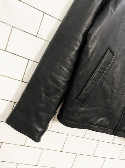 vintage 00s baracuta butter leather minimal zip jacket - good market thrift store