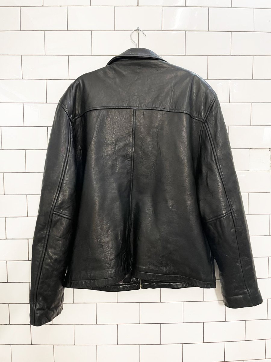 vintage 00s baracuta butter leather minimal zip jacket - good market thrift store