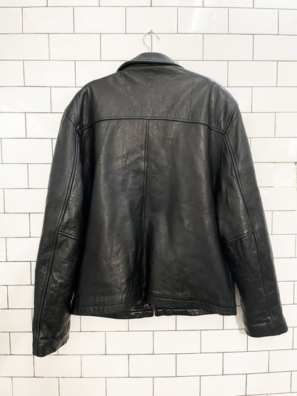 vintage 00s baracuta butter leather minimal zip jacket - good market thrift store