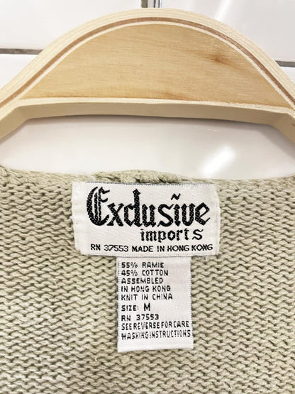 vintage 90s exclusive ramie - cotton crochet trim knit cardigan - good market thrift store