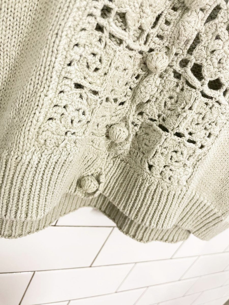 vintage 90s exclusive ramie - cotton crochet trim knit cardigan - good market thrift store