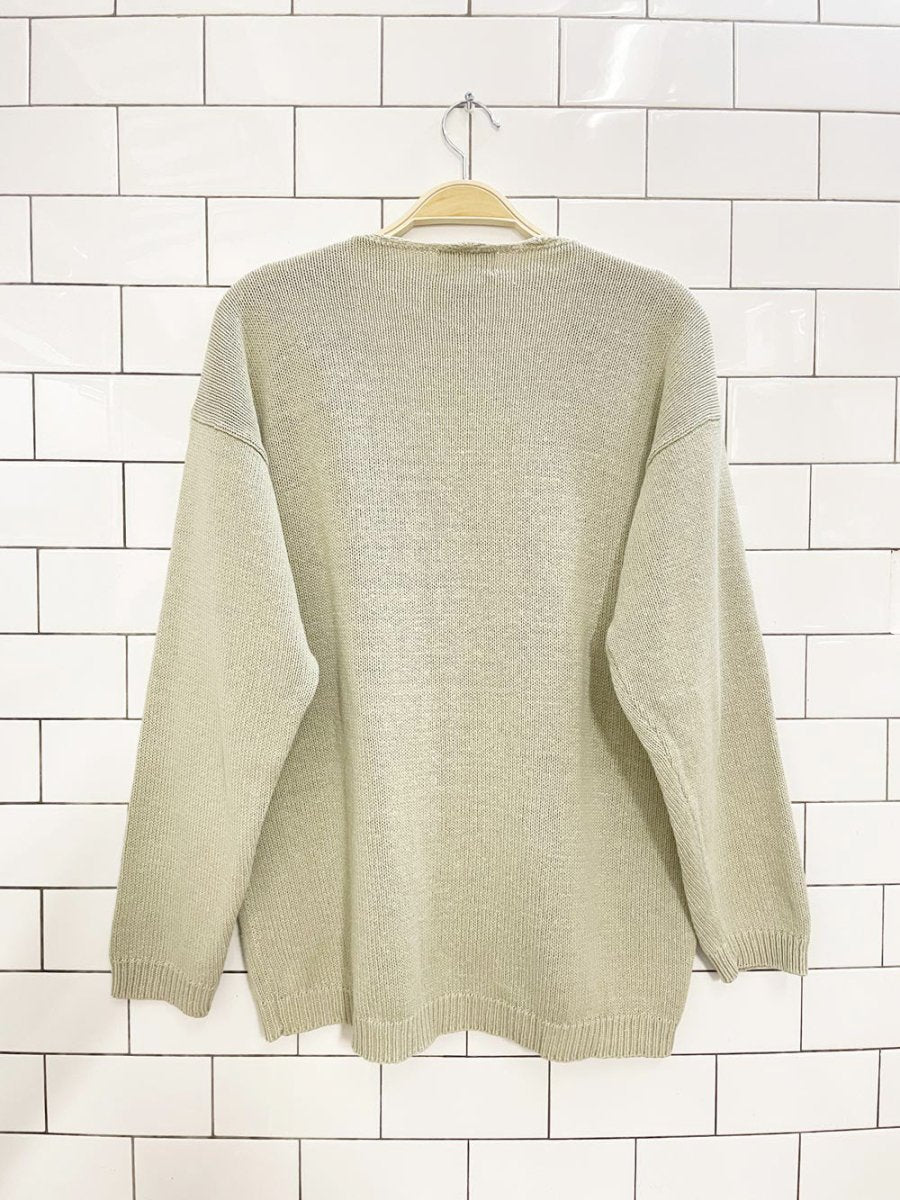 vintage 90s exclusive ramie - cotton crochet trim knit cardigan - good market thrift store