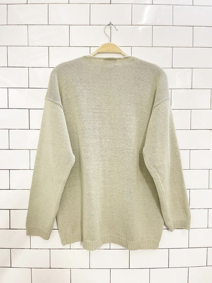 vintage 90s exclusive ramie - cotton crochet trim knit cardigan - good market thrift store