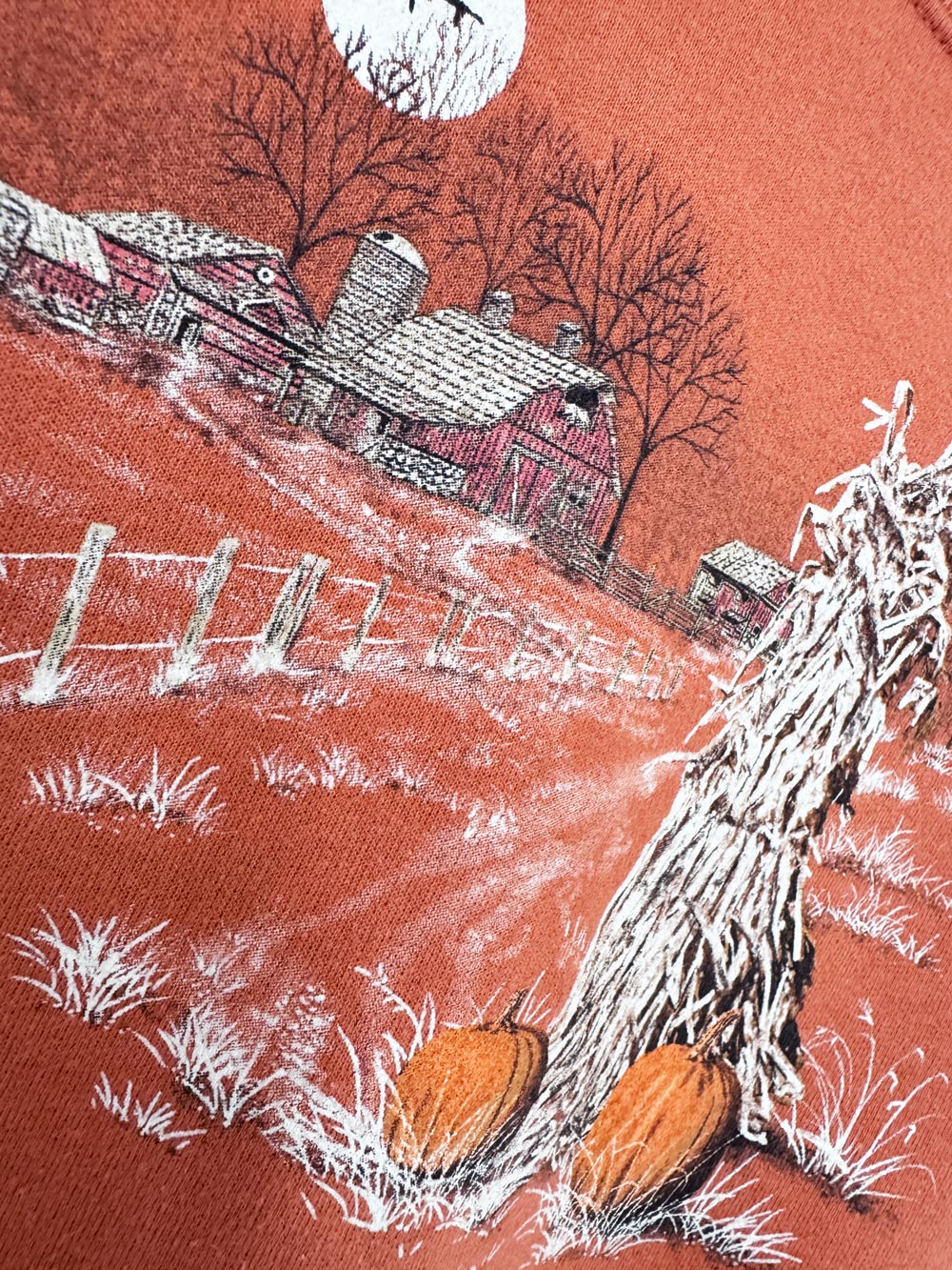 vintage jerzees farm harvest pumpkin scene cozy sweatshirt | halloween