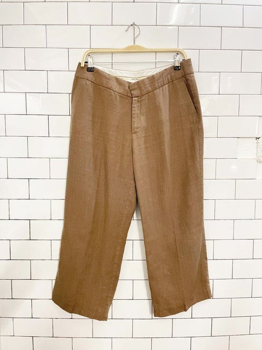 y2k eddie bauer linen - blend pin stripe capri pant - good market thrift store