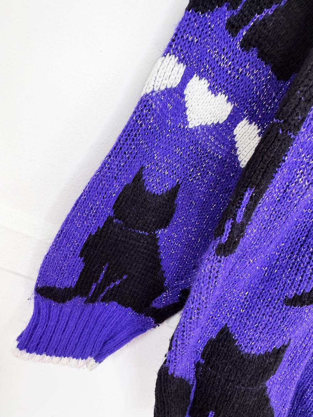 vintage 90s spunky black cat glitter knit sweater | made in USA