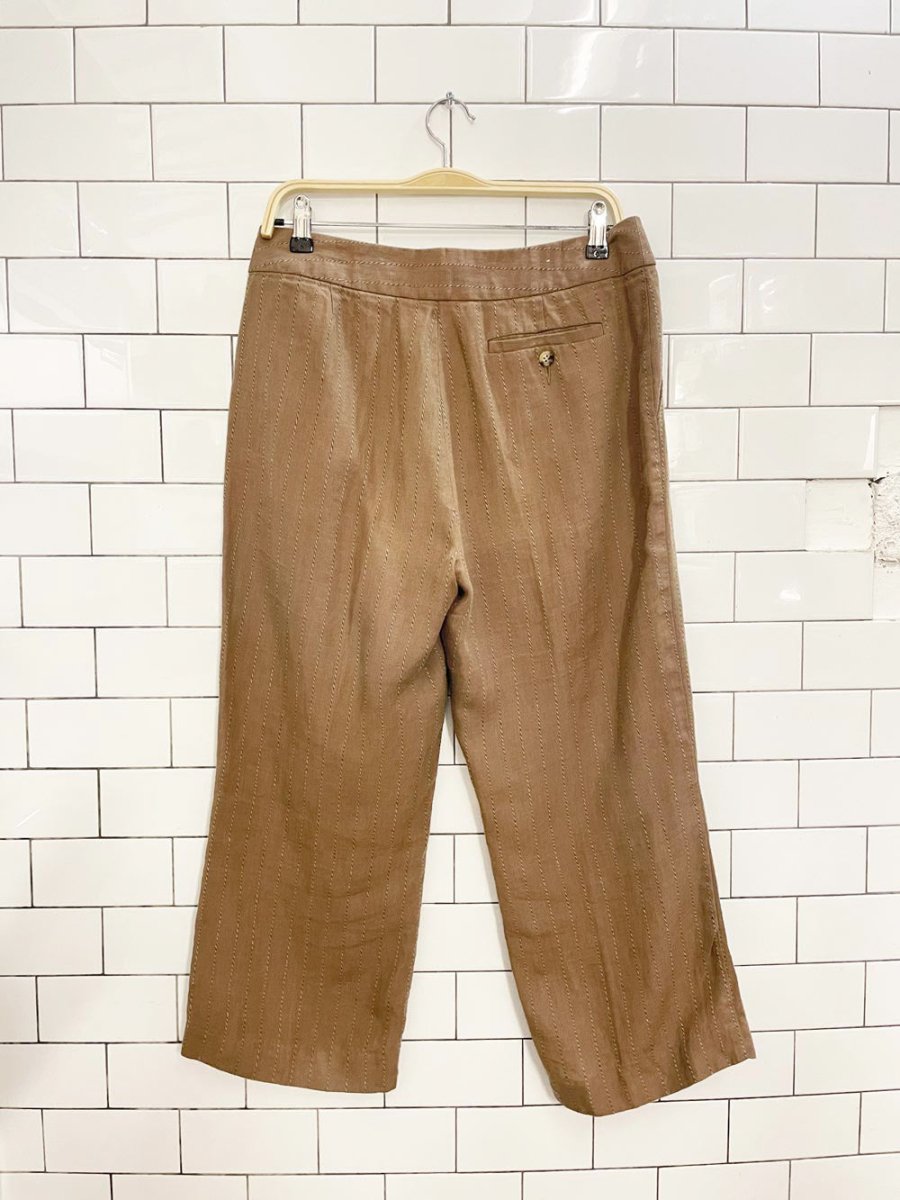 y2k eddie bauer linen - blend pin stripe capri pant - good market thrift store